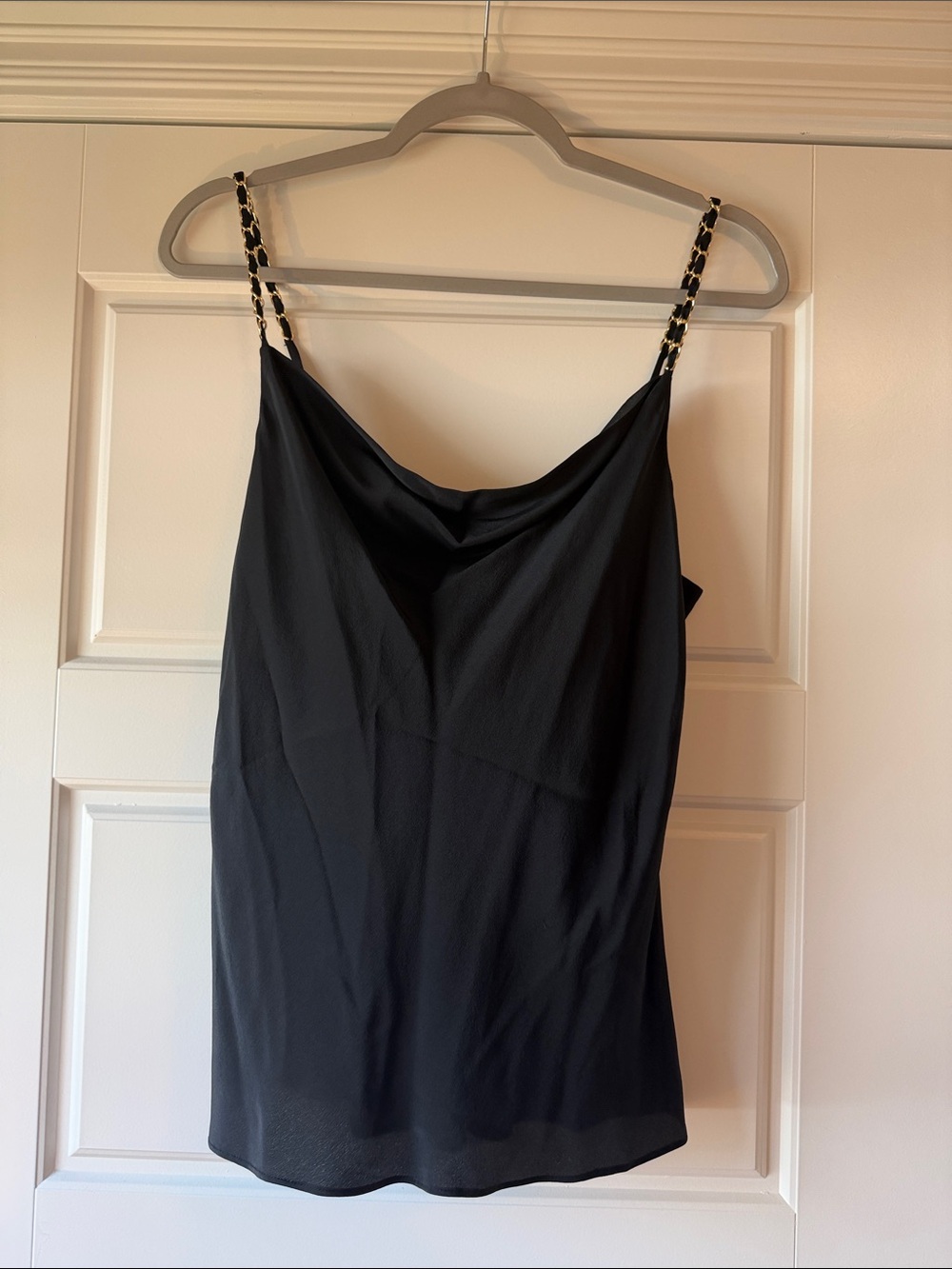 Lilly Pulitzer Black Cowl Neck Camisole with Chain-Strap Detail